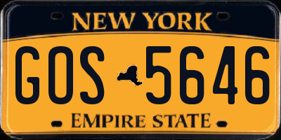NY license plate GOS5646