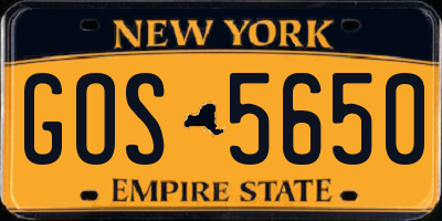 NY license plate GOS5650