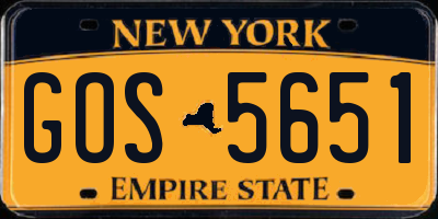 NY license plate GOS5651