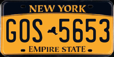 NY license plate GOS5653