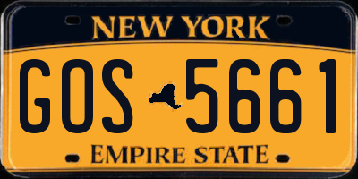 NY license plate GOS5661