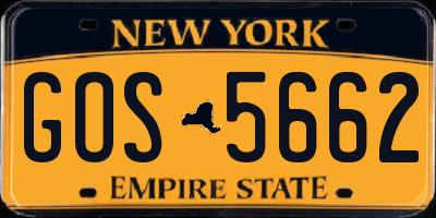 NY license plate GOS5662