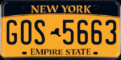 NY license plate GOS5663
