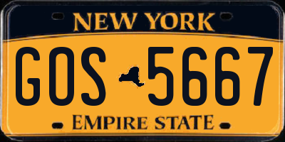 NY license plate GOS5667