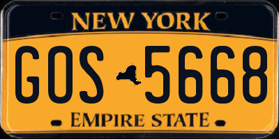NY license plate GOS5668