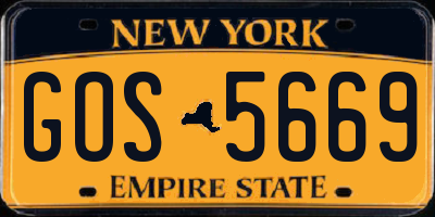 NY license plate GOS5669