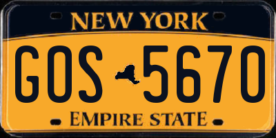 NY license plate GOS5670