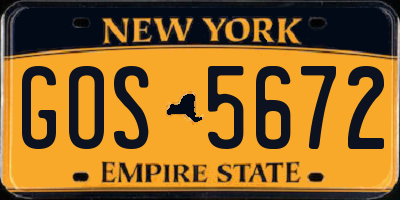 NY license plate GOS5672