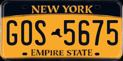 NY license plate GOS5675