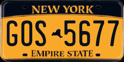 NY license plate GOS5677