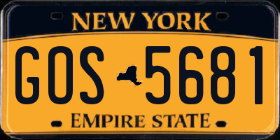 NY license plate GOS5681