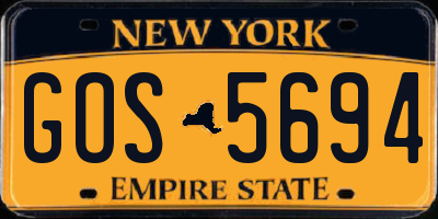 NY license plate GOS5694