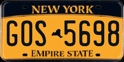 NY license plate GOS5698