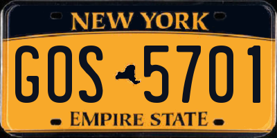 NY license plate GOS5701