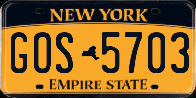 NY license plate GOS5703