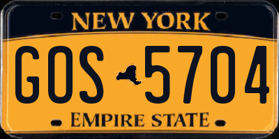 NY license plate GOS5704