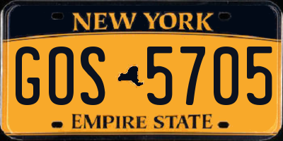 NY license plate GOS5705