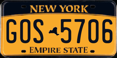NY license plate GOS5706