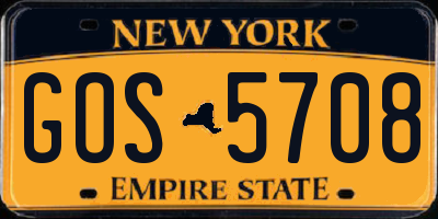 NY license plate GOS5708