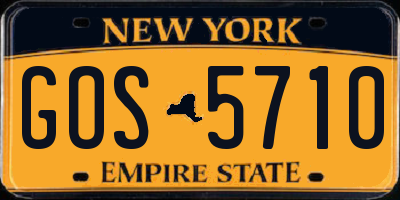 NY license plate GOS5710