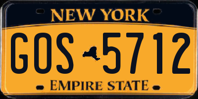 NY license plate GOS5712