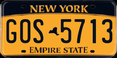 NY license plate GOS5713