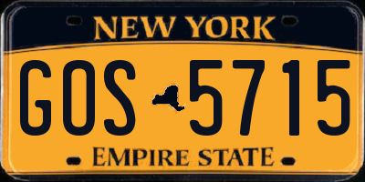 NY license plate GOS5715