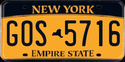 NY license plate GOS5716