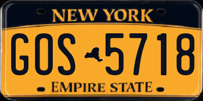 NY license plate GOS5718