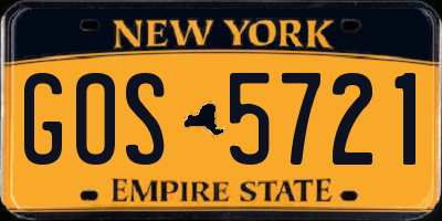 NY license plate GOS5721