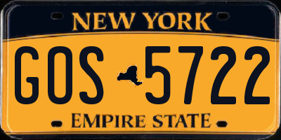 NY license plate GOS5722