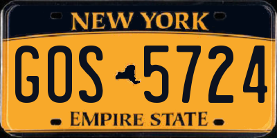 NY license plate GOS5724
