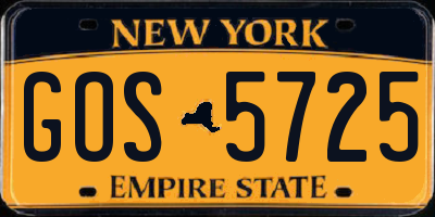 NY license plate GOS5725