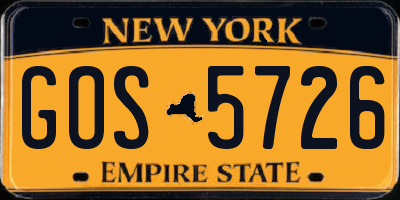 NY license plate GOS5726