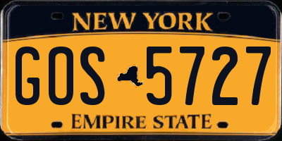 NY license plate GOS5727