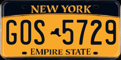 NY license plate GOS5729