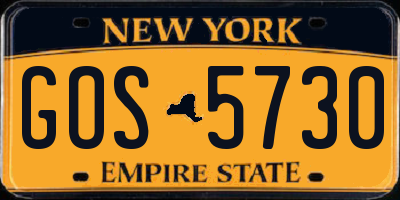 NY license plate GOS5730