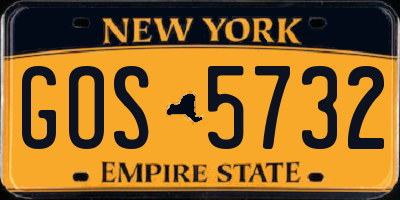 NY license plate GOS5732