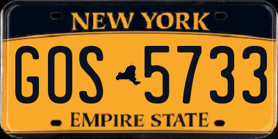 NY license plate GOS5733