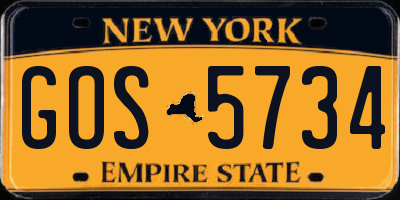 NY license plate GOS5734