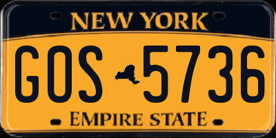 NY license plate GOS5736