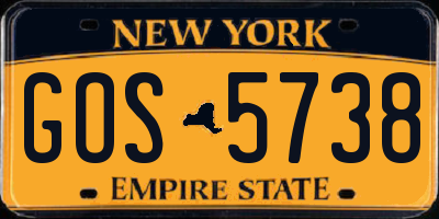 NY license plate GOS5738
