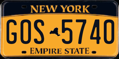 NY license plate GOS5740