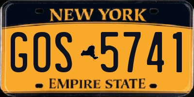 NY license plate GOS5741