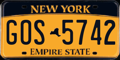 NY license plate GOS5742
