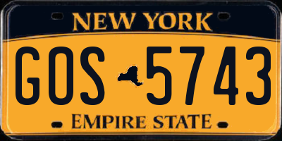 NY license plate GOS5743