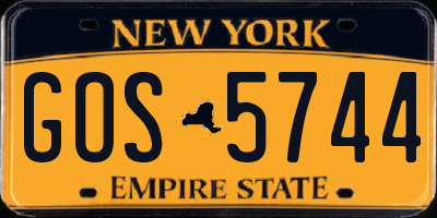 NY license plate GOS5744