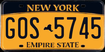 NY license plate GOS5745