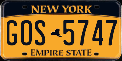 NY license plate GOS5747