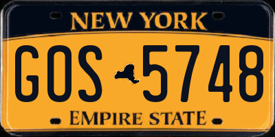 NY license plate GOS5748
